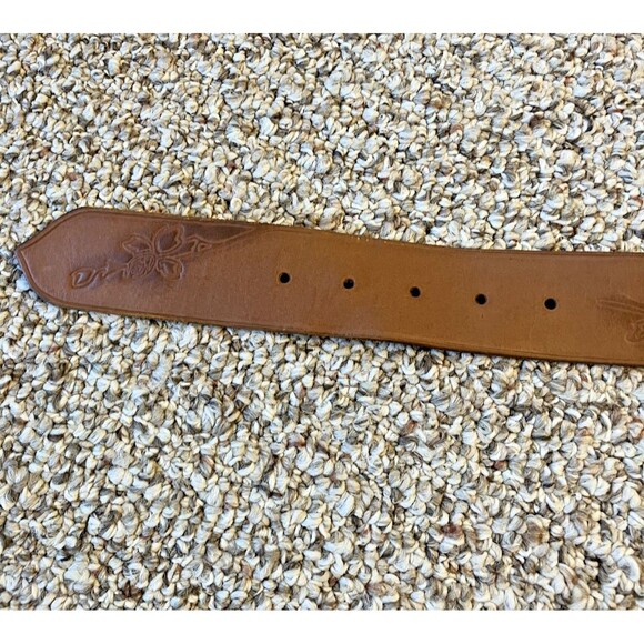 Lucky Brand Womens Genuine Leather Belt Size XS 30" Brown Floral Western Boho - Picture 6 of 12